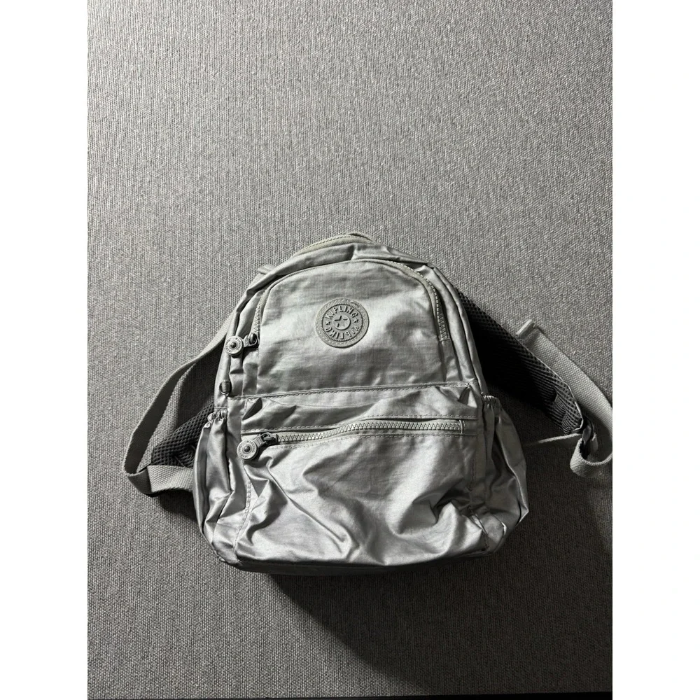 Kipling Medium Backpack Silver Metalic
